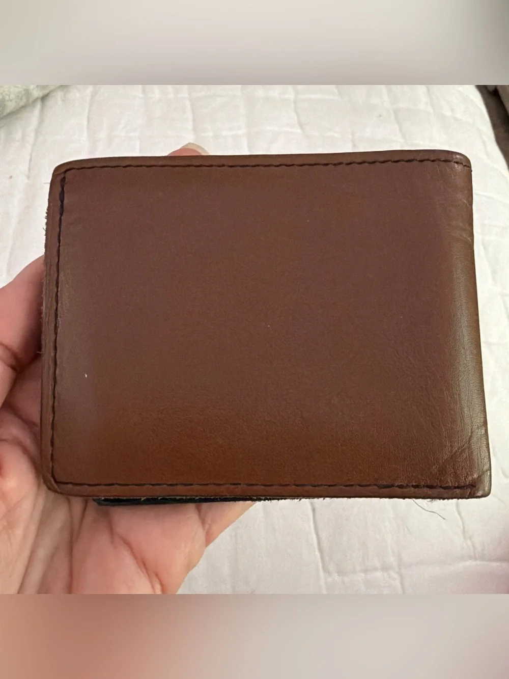 Bees Buzzing Handmade Leather Bifold Wallet Brown With Black Bees Credit Card